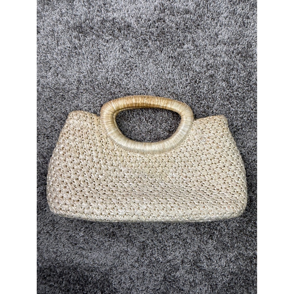Vintage 1960s Made in Japan Raffia Handbag Oversized Ivory Woven Purse